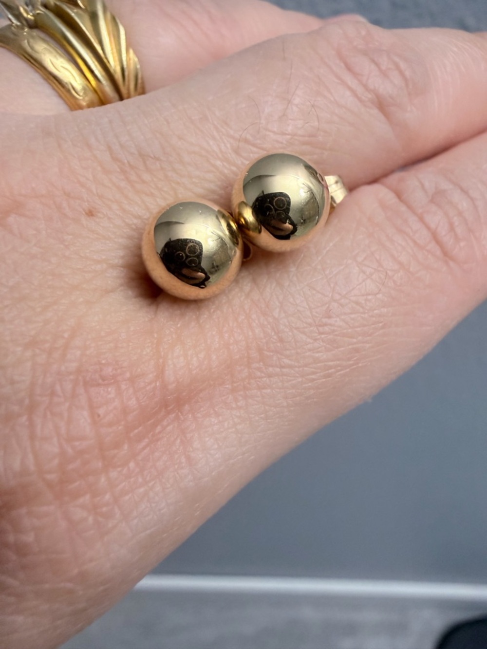 14k Solid Gold Classic Gold Ball Stud Earrings - Timeless Women's Jewelry